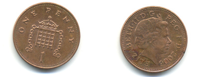 Великобритания 1 пенни 2006 Елизавета II (1952-2022) KM 986, Spink 4710 (B5) сталь плакированная медью 177-564