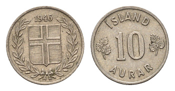 Исландия 10 эйре 1946 KM 10 медно-никель 4690-648
