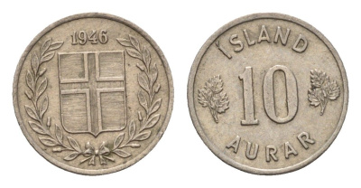 Исландия 10 эйре 1946 KM 10 медно-никель 4690-648