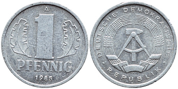 ГДР 1 пфенниг 1985 A KM 8.2 алюминий 261-644