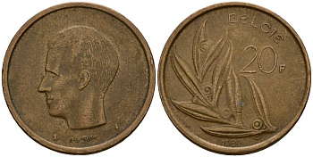 Бельгия 20 франков 1982 Belgie, Бодуэн I (1951-1993) KM 160 никель бронза 4599-222