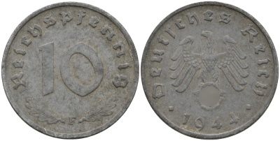Германия 10 рейхспфеннигов 1944 J KM 101, J.371 цинк 4151-336