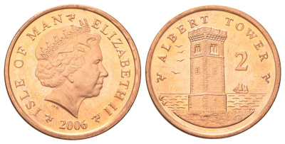Остров Мэн 2 пенса 2006 KM 1254 сталь плакированная медью UNC 4624-344