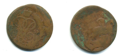 РОССИЯ 1 КОПЕЙКА 1759 медь 61-617