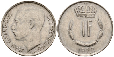 Люксембург 1 франк 1972 Великий герцог Жан (1964-1999) KM 55 медно-никель 4152-527