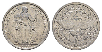 Французская Новая Каледония 2 франка 1977 KM 14 алюминий UNC 4641-134