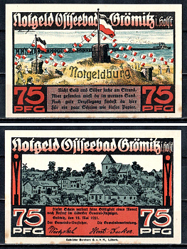 Грёмиц (Пруссия, Шлезвиг-Гольштейн) 75 пфеннигов 1921 7556-24-1-2