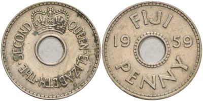 Фиджи 1 пенни 1959 Елизавета II (1952- ) KM 21 медно-никель 4561-841