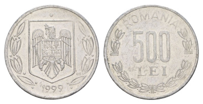 Румыния 500 леев 1999 KM 145 алюминий aUNC 4635-241