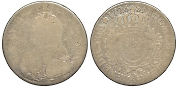 ФРАНЦИЯ 1 ЭКЮ 1726 А, ЛЮДОВИК XV KM 486.1 серебро 00-1067-2-14