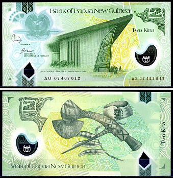 Папуа-Новая Гвинея 2 кина 2007 Pick 28 a пластик UNC (пресс) 8604-24-2-2