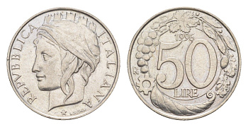 Италия 50 лир 1996 KM 183 медно-никель aUNC 4549-251