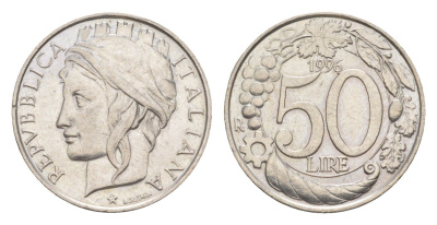 Италия 50 лир 1996 KM 183 медно-никель aUNC 4549-251