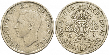 Великобритания 2 шиллинга (флорин) 1949 Георг VI (1936-1952) KM 878, Spink 4107 медно-никель 4403-243