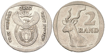 ЮАР 2 ранда 2002 KM 273 медь плакированная медно-никелем 4364-2047