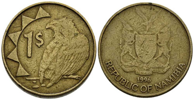 Намибия 1 доллар 1996 орел KM 4 латунь 113-327