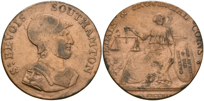 Великобритания, Хэмпшир 1/2 пенни ND медальная медь 1529-523