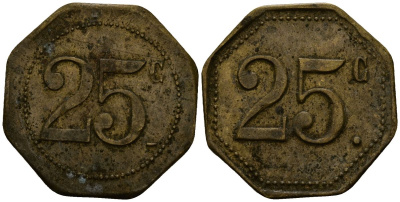 Франция 25 сантимов ND ресторанный жетон латунь 4166-352