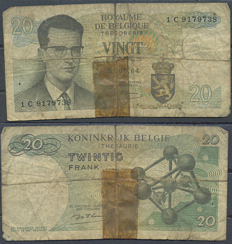 Бельгия 20 франков 1964 Pick 138 (1) бумага 6285-15-1-2