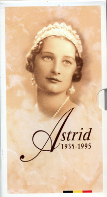 Бельгия 250 франков 1995 Belgie-Belgique, 60 лет со дня смерти королевы Астрид (1935-1995), в оригинальном буклете, в запайке  KM 199 серебро  PROOF  6-5-3-12