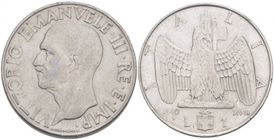 ИТАЛИЯ 1 ЛИРА 1940 R ВИТОРИО ИММАНУИЛ, МАГНИТНАЯ KM 77b сталь 77-852