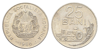 Румыния 25 бань (бани) 1966 KM 94 сталь плакировнная никелем UNC 4659-1064