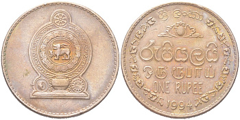 Шри-Ланка 1 рупия 1994 KM 136.2 медно-никель 4121-722