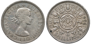 Великобритания 2 шиллинга (флорин) 1964 Елизавета II (1952-2022) KM 906, Spink 4146 медно-никель 4131-545