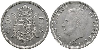 Испания 50 песет 1975 (80) Хуан Карлос I (1975-2014) KM 809 медно-никель 4680-112