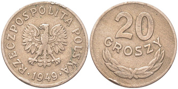 Польша 20 грошей 1949 Y 43 медно-никель 4614-637