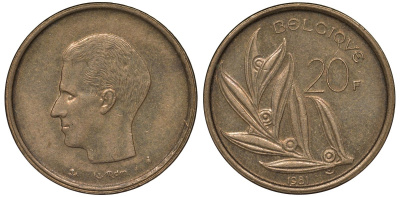 Бельгия 20 франков 1981 Belgique, Бодуэн I (1951-1993) KM 159 никель бронза 4123-1223