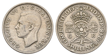 Великобритания 2 шиллинга (флорин) 1948 Георг VI (1936-1952) KM 865, Spink 4102 медно-никель 4698-1043