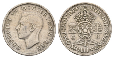 Великобритания 2 шиллинга (флорин) 1948 Георг VI (1936-1952) KM 865, Spink 4102 медно-никель 4698-1043