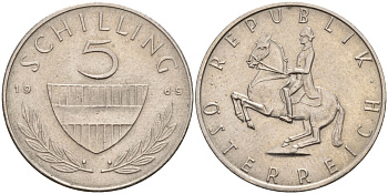 Австрия 5 шиллингов 1969 KM 2889a медно-никель 4541-436