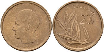 Бельгия 20 франков 1981 Belgique, Бодуэн I (1951-1993) KM 159 никель бронза    4187-457