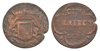 Нидерланды, Голландская Республика, Утрехт 1 дуит 1687 KM 44 медь 4655-555