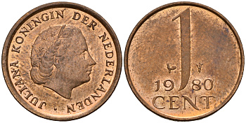 Нидерланды 1 цент 1980 Юлиана (1949-1980) KM 180 бронза  UNC  4598-266