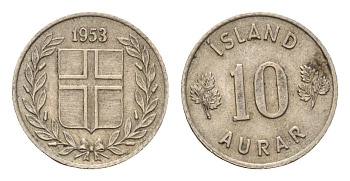 Исландия 10 эйре 1953 KM 10 медно-никель 4690-654