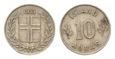 Исландия 10 эйре 1953 KM 10 медно-никель 4690-654