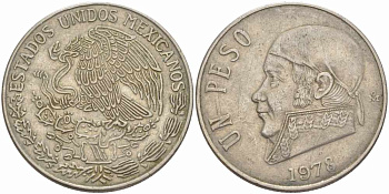 Мексика 1 песо 1978 Хосе Мария Морелос, закрытая 8 KM 460 медно-никель 109-535