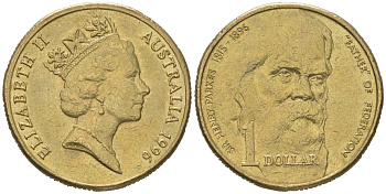 Австралия 1 доллар 1996 100 лет со дня смерти сэра Генри Паркса KM 310 алюминиевая бронза aUNC 4620-722
