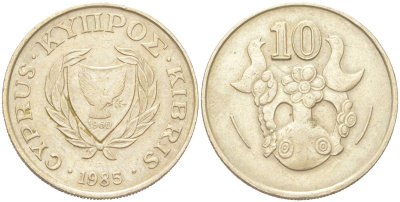 Кипр 10 центов 1985 KM 56.2 никель латунь 4156-721