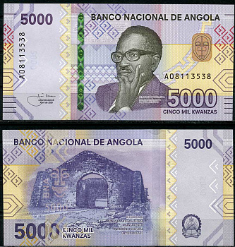 Ангола 5000 кванза 2020 Антонио Агостиньо Нето, Руины старого собора Кулумбимби Pick 164 пластик UNC (пресс) 451-358-1