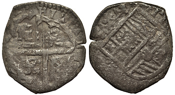 Мексика 2 реала 1598-1621 Филипп III Испанский KM 32.2 серебро  00-00-00
