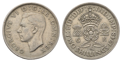 Великобритания 2 шиллинга (флорин) 1948 Георг VI (1936-1952) KM 865, Spink 4102 медно-никель 4692-333