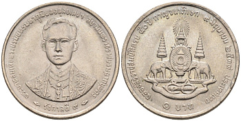 Таиланд 1 бат 1996 BE 2539, Рама IX (1946-2016), 50 лет правлению Короля Рамы IX KM 330 медно-никель UNC 192-545