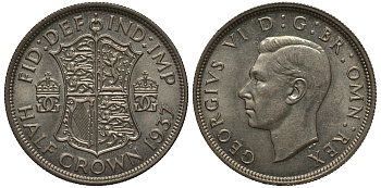 Великобритания 1/2 кроны 1942 Георг VI (1936-1952) KM 856, Spink 4080 серебро UNC 1520-1024