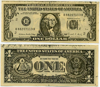 США 1 ДОЛЛАР ND СУВЕНИРНЫЙ, КСЕРОКС бумага UNC (ПРЕСС) 7203-27-2