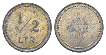 Германия жетон 1/2 литра пива ND белый металл 4636-1243