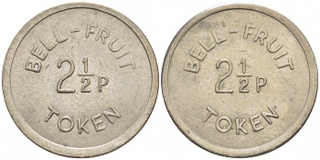 АНГЛИЯ 2 1/2 ПЕНСА ND ИГРОВОЙ ЖЕТОН BELL-FRUIT, TOKEN белый металл 4528-844